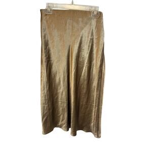 Babaton Aritzia Gold Satin Maxi Skirt Size 14 Minimalist Slip Champagne Gold
